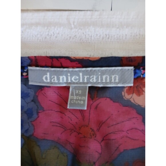 Daniel Rainn XS Boho Floral Tunic Blouse Tie Neck Long Sleeve - Picture 14 of 15